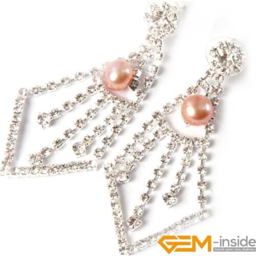 New Earrings Natural Freshwater Pearl Zircon Pearl Earrings For Women Jewelry Christmas Gift 8-9mm Pearl White Pink Purple Black