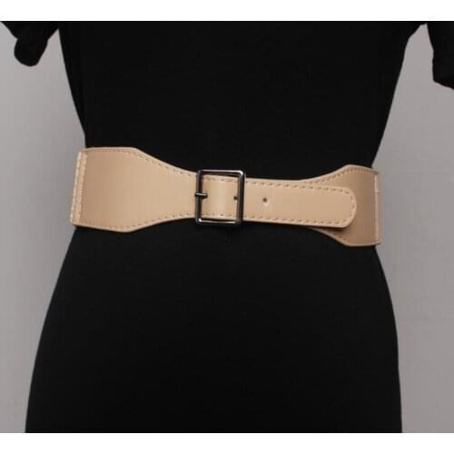 Womens runway fashion knitted patchwork PU leather Cummerbunds female Dress Corsets Waistband Belts decoration wide belt R3121