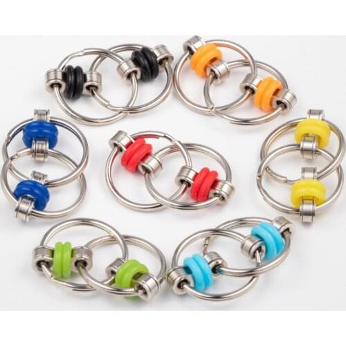 1PC Decompression toy autism anti-stress toy key ring manual rotator bearing three rotating EDC toy metal adult and children