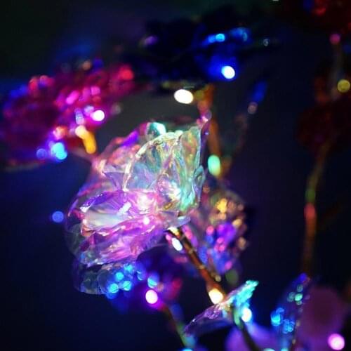 1PC Artificial Foil Plated Gold Rose Lasts Forever day Decor Valentines Galaxy Love Luminous Mothers LED Wedding Flower