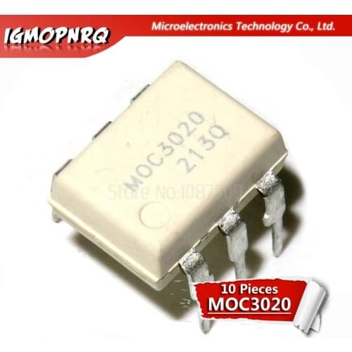 10PCS MOC3020 3020 DIP6 Triac & SCR Output Optocouplers 6Pin 400V Optocoupl Rand Phs Triac Drvr new original