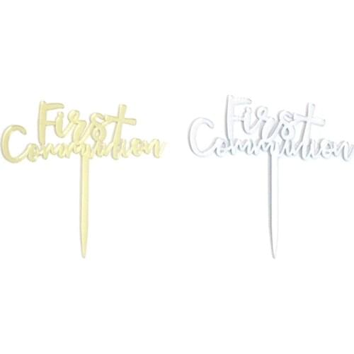 10pcs Gold Silve Acrylic First Holy Communion Cake toppers,High quality glitter Cake toppers,first communion party decorations