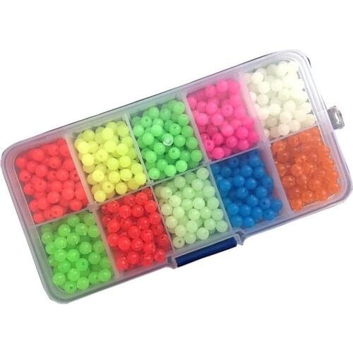1000pcs/Lot Luminous Beads Fishing Space Beans Round Float Balls Stopper Night Plastic Light Glowing Fishing Lure Accessories