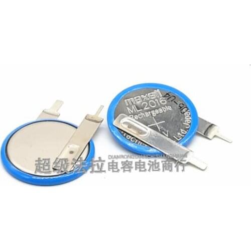 2PCS Original ML2016 3V rechargeable button battery ML2016 with solder feet