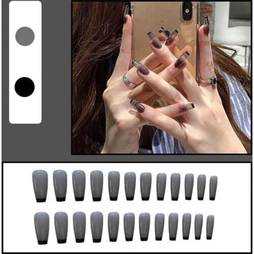 24Pcs/Box Nail Patch Easy to Use Smooth Surface Polyamide Fiber DIY False Fingernail Pieces for Girls