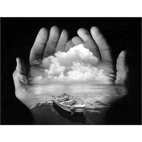 Diamond Embroidery sale black white sea hand 5d Diy Diamond Painting Full Square /Round Pictures Of Rhinestones Decor gift TY442