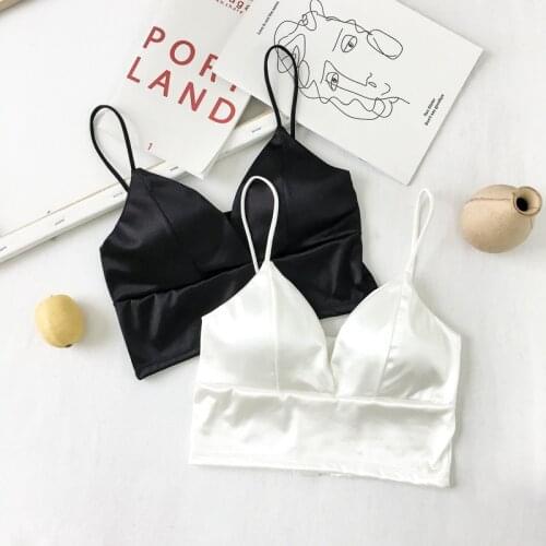 Sexy Women Sexy Strap Silk Smooth Plunge Bralette Bra Sleeping Brassiere Push Up Bras Sexy Lingerie Top Wireless Bra Top 2 Color