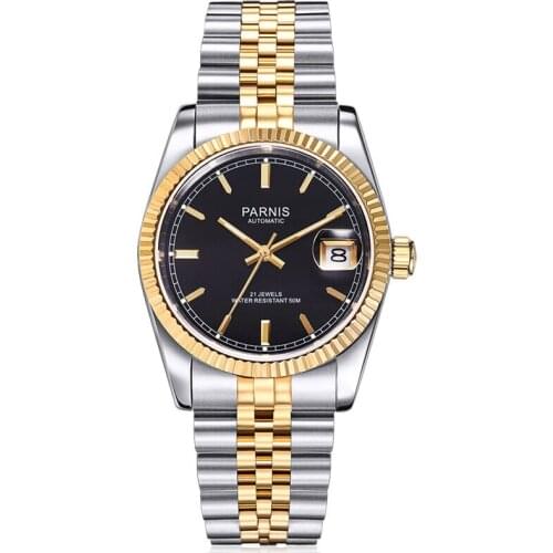 Parnis Royal Seriers Luminous Mens Steel Watchband Fashion Single Calendar Luminous Automatic Mechanical Watch Wristwatch