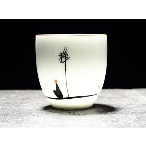White porcelain tea Cups 6pcs / lot Chinese Traditional Tea Cup Ceramic Advanced Porcelain Tea Set Accessories Drinkware