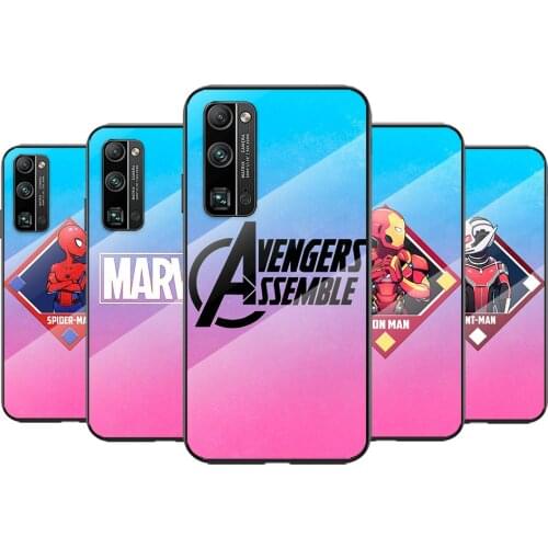 Tempered Glass Cover Avengers superhero For Huawei Honor 30 20 10 9X 8X Pro Plus Lite Shockproof Shell Phone Case