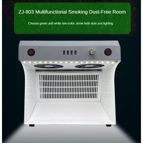 Green&White Light Dust Free Working Room 4 USB 5V-3A Anti Dust Working Bench Double Fan Adjustable Wind Clean Room Rear Smoking