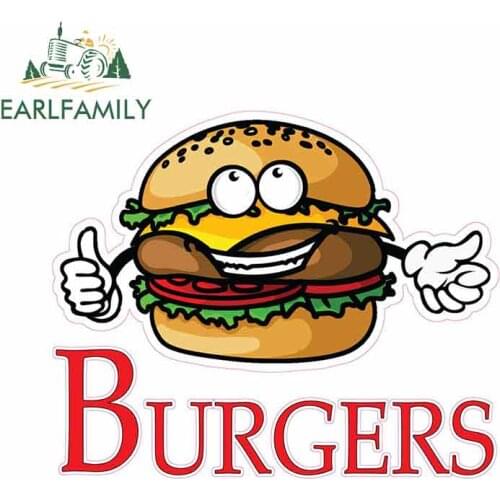 EARLFAMILY 13cm x 10.5cm for Burgers Concession Restaurant Food Funny Car Stickers Vinyl Sunscreen RV VAN Fine Decal JDM