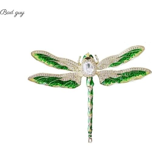 Elegant Enamel Brooch Cyan Dragonfly Zicon Pin for Women Clothes Scarf Buckle Garment Accessories Insect Jewelry Brooches Gifts
