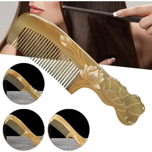 Fine Carved Horn Comb Anti-static U-shaped Tooth Natural Material With Handle For All Hair Type Gifts For Men And Women Barber