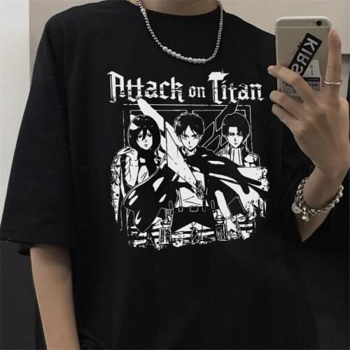 Japanese anime Attack on Titan t shirt Harajuku big size loose Ulzzang casual women T-shirt short sleeve Summer women clothing
