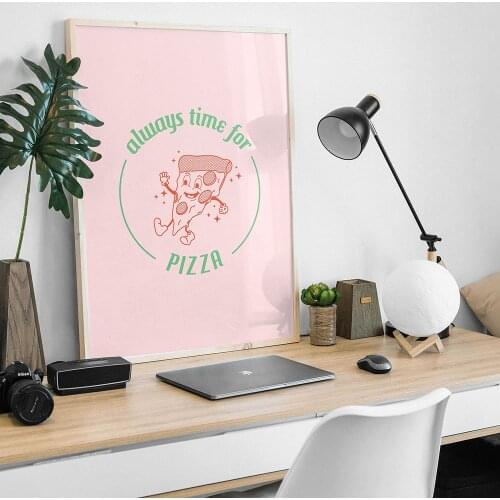 Always Time for Pizza Illustration Vintage modern design Poster Graphic Home Decorations Poster Wall Pictures For Living Room