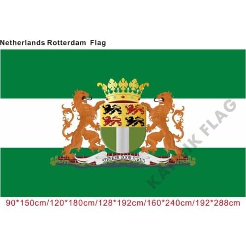 KAFNIK,Holland the Netherlands Rotterdam City Coat of Arms Flag and Banner 90*150cm//192*288cm for Event/party/home Decorative