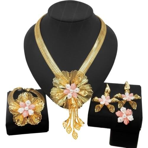 Yulaili Dubai Gold Designer Jewelry Set Nigeria Women Accessories Bridal Jewelry Set Fashion African Bead Jewelry Sets Wholesale