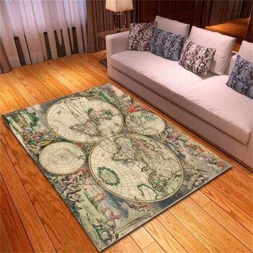 European Living Room Carpet World Map Nordic Style Printed Carpet Bedroom Study Dining Room Dining Room Kitchen Carpet Mat