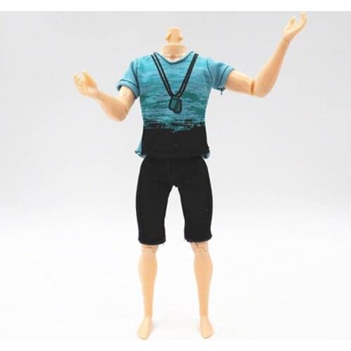 Fashion Clothes For Ken Doll Mens Outfit Daily Casual Wear T-Shirt Blouse Pants Trousers For Barbie Doll Friend Ken Kids Toy
