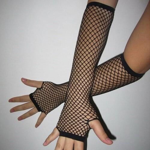 MXLF Sexy Women Lady Punk Dance Costume Party Lace Fingerless Fishnet Gloves Mittens