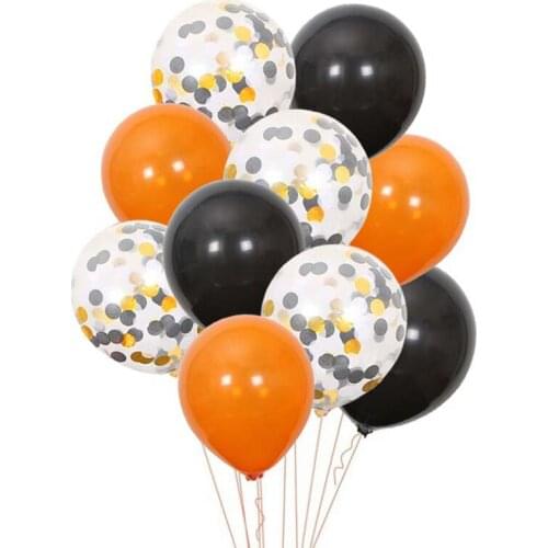 15pcs MIX 18 Inch DIY Black Gold Latex Balloon Confetti Ballons Set All Saints' Day Halloween Party Bar Home Garden Decor