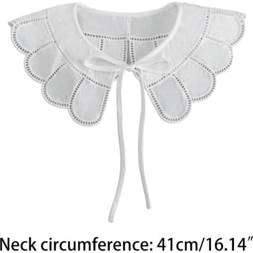 Women Lace-Up False Fake Collar Hollow Out Jacquard Petal Shawl Necklace Capelet Q1QA
