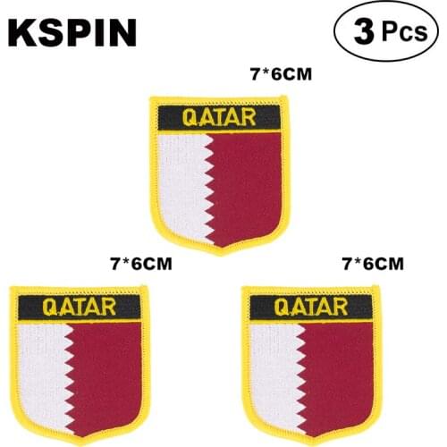 Qatar Shiled Shape flag patches national flag patches for Cothing DIY Decoration