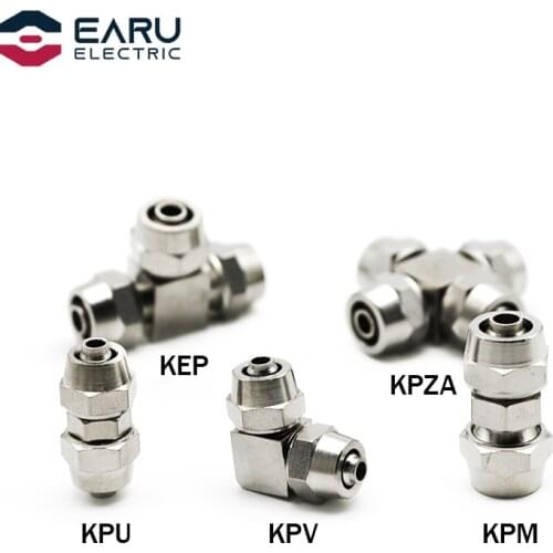 Copper Plated Nickel Pneumatic Air Quick Connector For Hose Tube OD 4MM 6 8 10 12 14 16MM Fast Joint Connection KPV KPE PM PZA