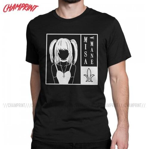 Novelty Death Note Misa Amane T-Shirt for Men O Neck Cotton T Shirt Anime Short Sleeve Tees Gift Idea Clothing