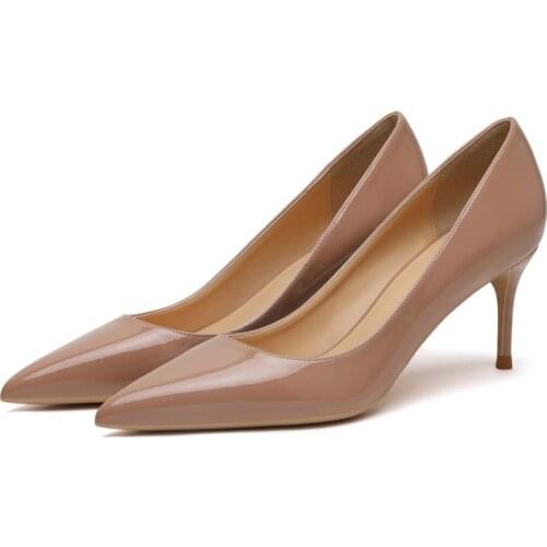 Women Pointed Toe New Sexy Pumps Fashion Slip On High Heels Single Shoes Female Wedding Party Sheepskin Leather Shoes E0064