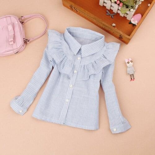 Baby girl clothes 2019 Autumn children clothing girls school blouses cotton child shirt ruffled striped blusas kids clothes2-16Y