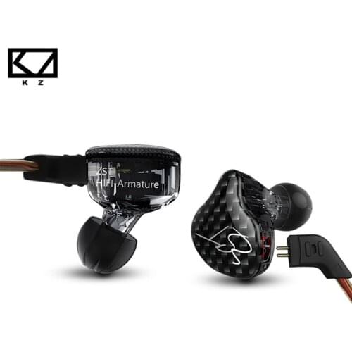 Original KZ ZST Armature Dual Driver Earphone Detachable Cable In Ear Audio Monitors HiFi Music Sports Earbuds