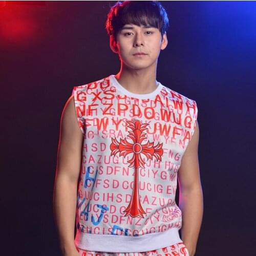 Original colete masculino men vest printing clothing camiseta tirantes hombre personalized singer dance stage street star style