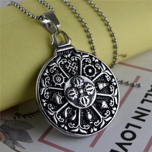 Retro Classic Nine Palaces Eight Trigrams Twelve Zodiac Pendant Fashion Men Stainless Steel Pendant Trend Punk Men Party Jewelry