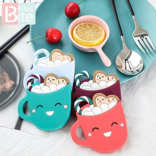 1pc Baby Teether Smile Cups Food Grade Perle Silicone Rodent Newborn Nurse Gifts Pacifier Pendant ChildenS Goods tiny babies