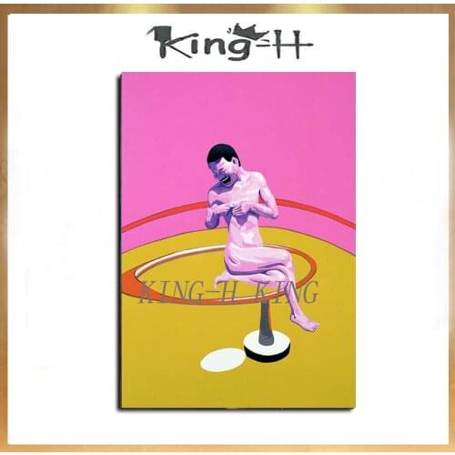 Hand painted big mouth Yue Min Jun oil painting Red bottom boy Pop Art on canvas good for bedroom decoration