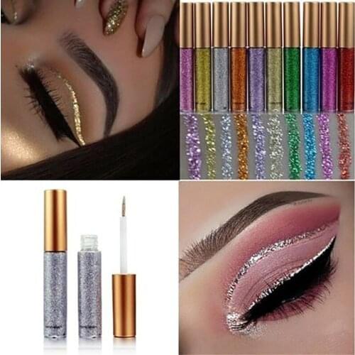 10 Color Waterproof Shimmer Metallic Shiny Eye Liner Smoky Eye Eyeshadow Liquid Glitters Makeup Eyeliner Liquid Smoky Eyeshadow