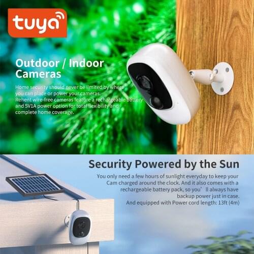 Tuya WiFi Outdoor Solar Camera, built-in battery and two-way Audio, support cloud storage Home security waterproof Camera