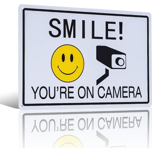 Smile You're On Camera Sign, Video Surveillance Sign, Warning for CCTV Monitoring System