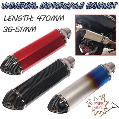 Slip On 470MM Universal Motorcycle Exhaust Pipe Inlet 36~51MM pot echappement moto Motorbike Escape Muffler DB Killer Removable
