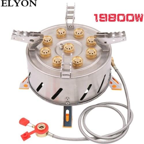 ELYON High-Power 19800W Camping Stove Gas Burner Outdoor Cookware Nine Core Fire Hole Travel Burner Hiking Camping Supplies
