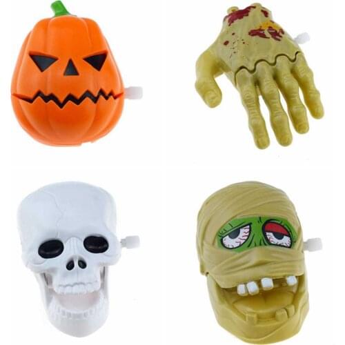 Wind Up Skull Ghost Novel Pumpkin Head Halloween Clockwork Toy Skull Hair Bar Ghost Hand Chain Pumpkin Head Halloween Decoration