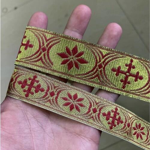 ZERZEEMOOY 1 INCH 10yards/lot wide 2.4CM OR 3.4CM Woven Jacquard Ribbon Geometric Gold Color For Curtain And Clothing Accessory