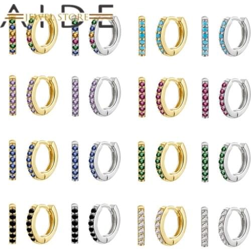 Aide 925 Sterling Silver Round Earring 8 Colors Bling Zircon Hoop Earring For Women Wedding Bling Crystal Jewelry Pendientes