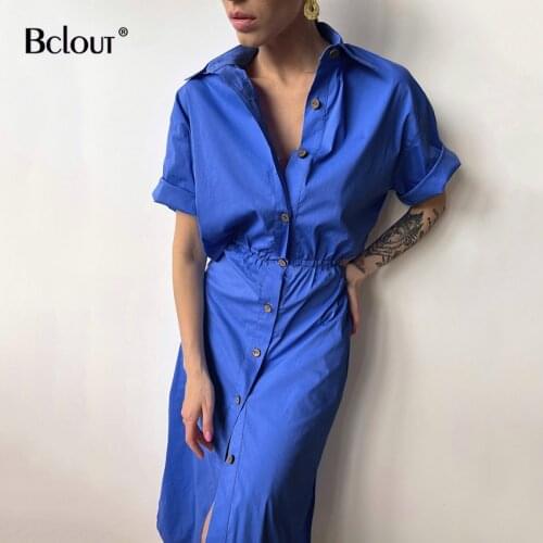 Bclout Hollow Out Women Long Shirt Dress Summer Street Style Turn Down Collar Single Breasted Straight Dress Half Sleeve Clothes
