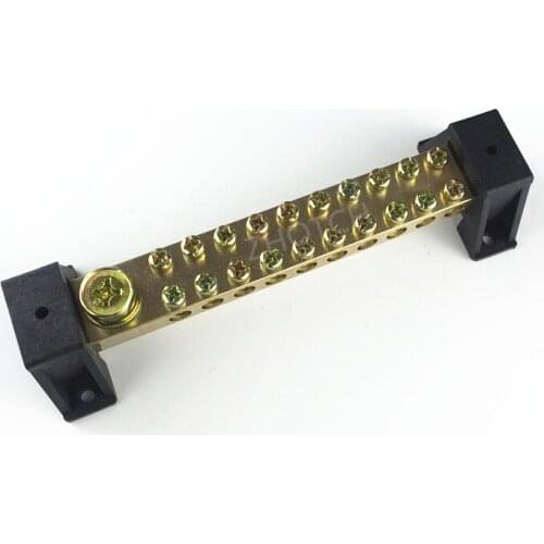 1pcs Copper strip zero ground wiring terminal 1 in 20 out double row high current 10 - bit zero ground connection
