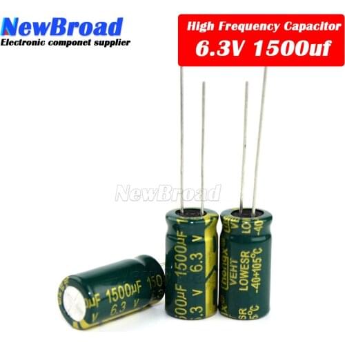 10PCS Aluminum electrolytic capacitor 1500UF 6.3V 10V 16V 25V 35V 50V high frequency low resistance long life 1500UF Green