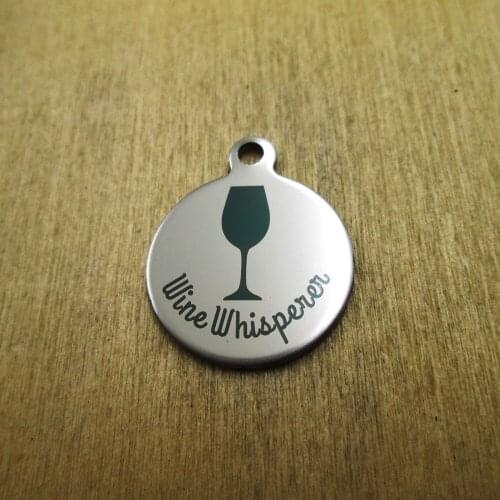 10pcs/lot-Wine Whisperer stainless steel charms Laser Engraved DIY Charms Pendants