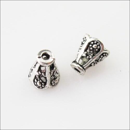 70Pcs Tibetan Silver Tiny Cone Speaker End Bead Caps Connectors 5.5x6.5mm